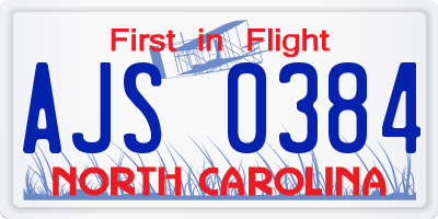 NC license plate AJS0384