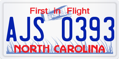 NC license plate AJS0393