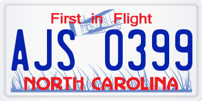 NC license plate AJS0399