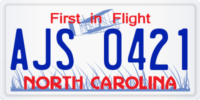 NC license plate AJS0421