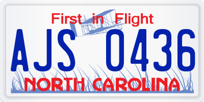 NC license plate AJS0436