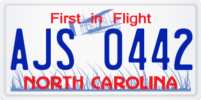 NC license plate AJS0442