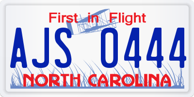 NC license plate AJS0444