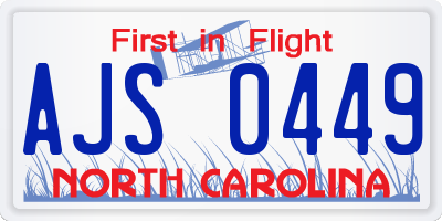 NC license plate AJS0449