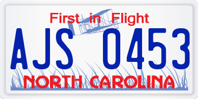 NC license plate AJS0453
