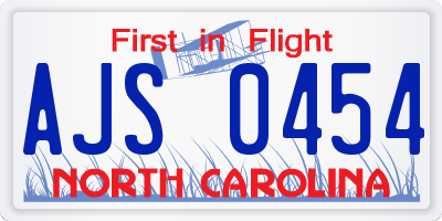 NC license plate AJS0454