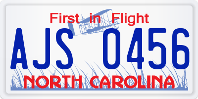 NC license plate AJS0456