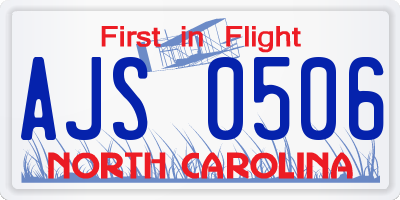 NC license plate AJS0506
