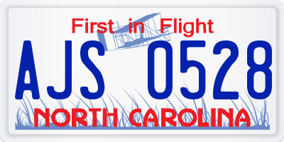 NC license plate AJS0528