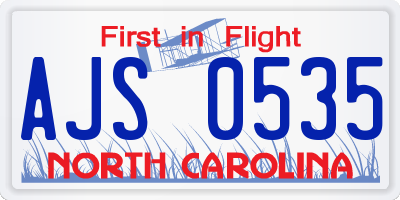 NC license plate AJS0535
