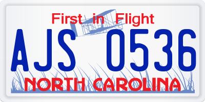 NC license plate AJS0536