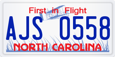 NC license plate AJS0558
