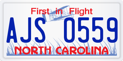 NC license plate AJS0559