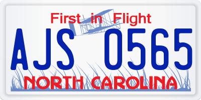 NC license plate AJS0565