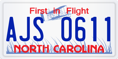 NC license plate AJS0611