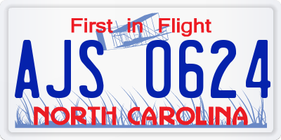 NC license plate AJS0624