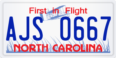 NC license plate AJS0667