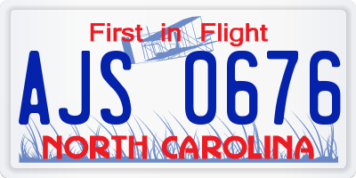 NC license plate AJS0676