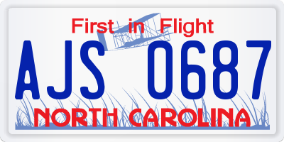 NC license plate AJS0687