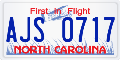NC license plate AJS0717