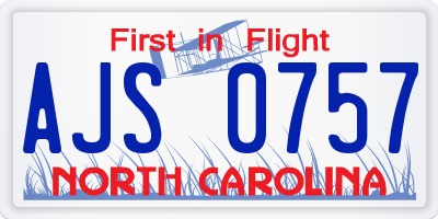 NC license plate AJS0757