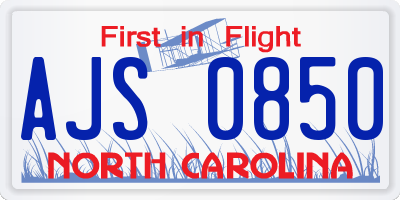 NC license plate AJS0850