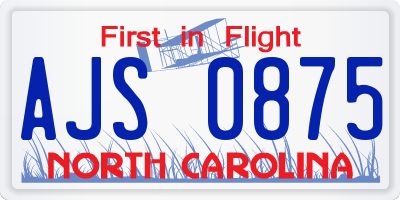 NC license plate AJS0875