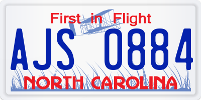 NC license plate AJS0884