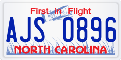 NC license plate AJS0896