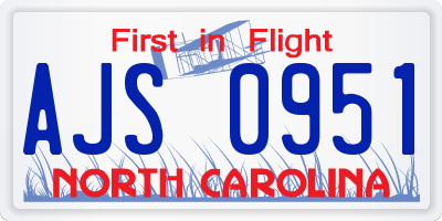 NC license plate AJS0951