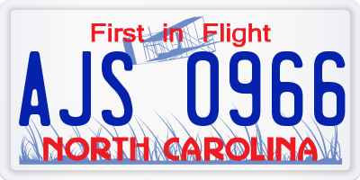 NC license plate AJS0966