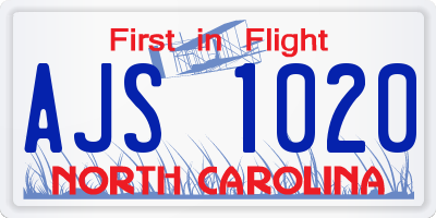 NC license plate AJS1020