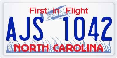 NC license plate AJS1042