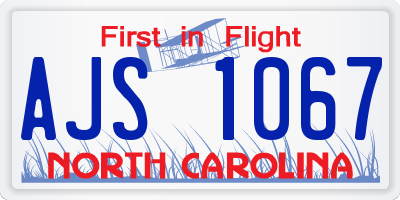 NC license plate AJS1067