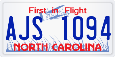 NC license plate AJS1094