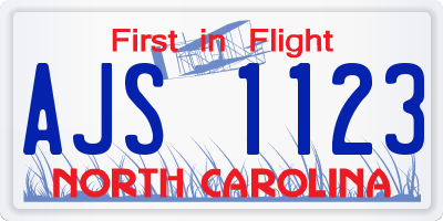NC license plate AJS1123