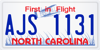 NC license plate AJS1131
