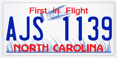 NC license plate AJS1139