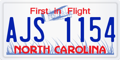 NC license plate AJS1154
