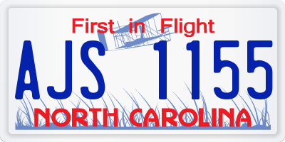 NC license plate AJS1155