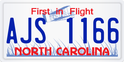 NC license plate AJS1166