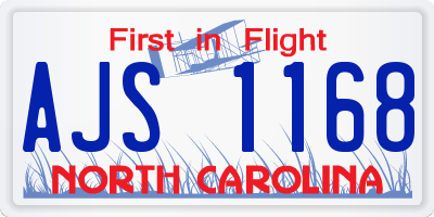 NC license plate AJS1168