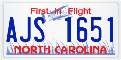 NC license plate AJS1651