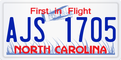 NC license plate AJS1705