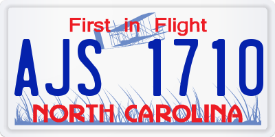 NC license plate AJS1710