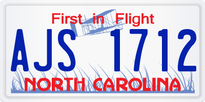 NC license plate AJS1712
