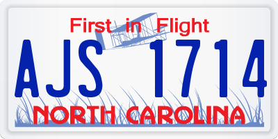 NC license plate AJS1714