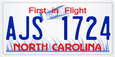 NC license plate AJS1724