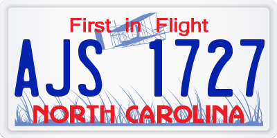 NC license plate AJS1727