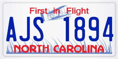 NC license plate AJS1894